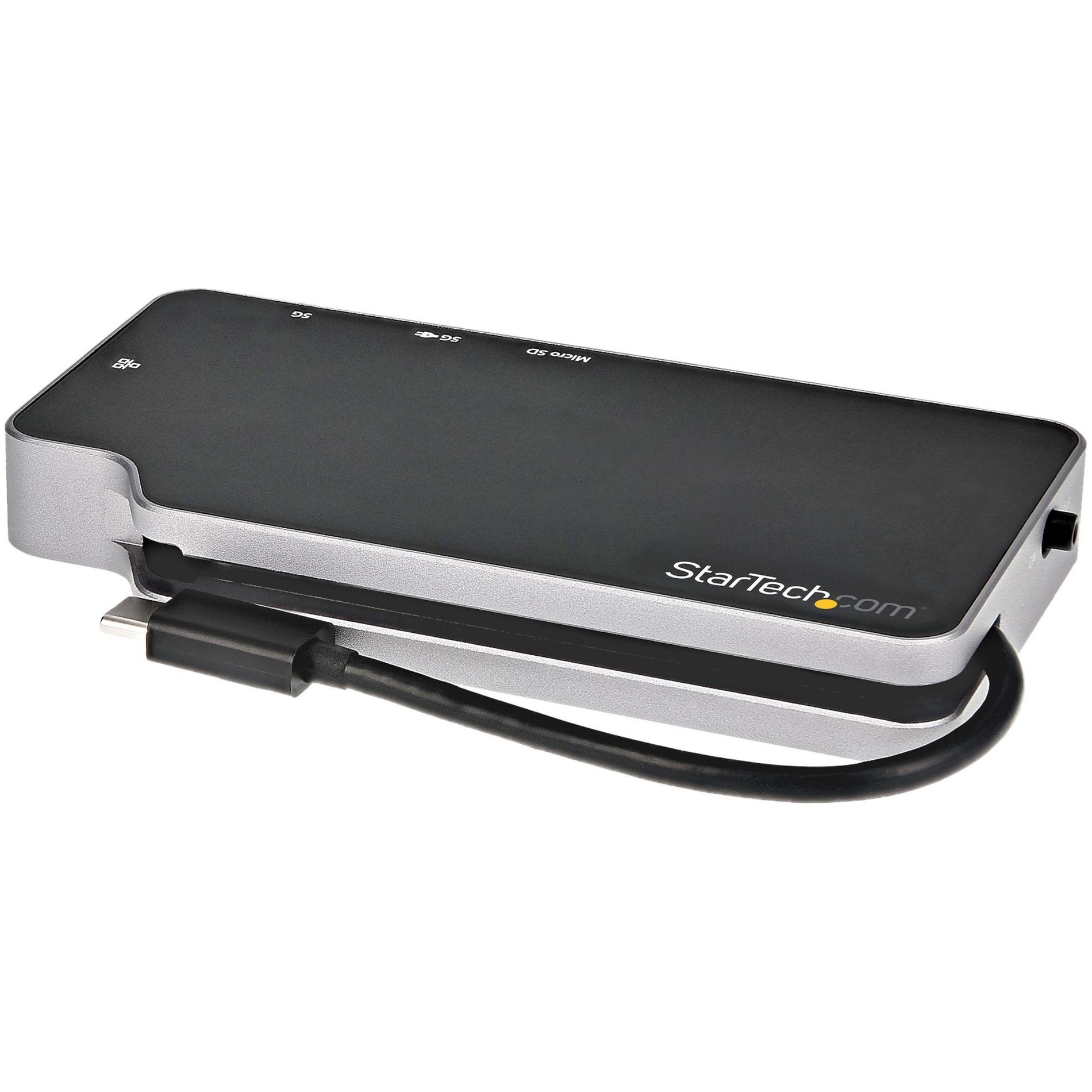 StarTech.com CDP2HVGUASPD USB C Multiport Adapter, USB-C to 4K HDMI or VGA Video with 100W PD Pass-through, 10Gbps USB Hub/MicroSD/GbE, USB-C Mini Dock