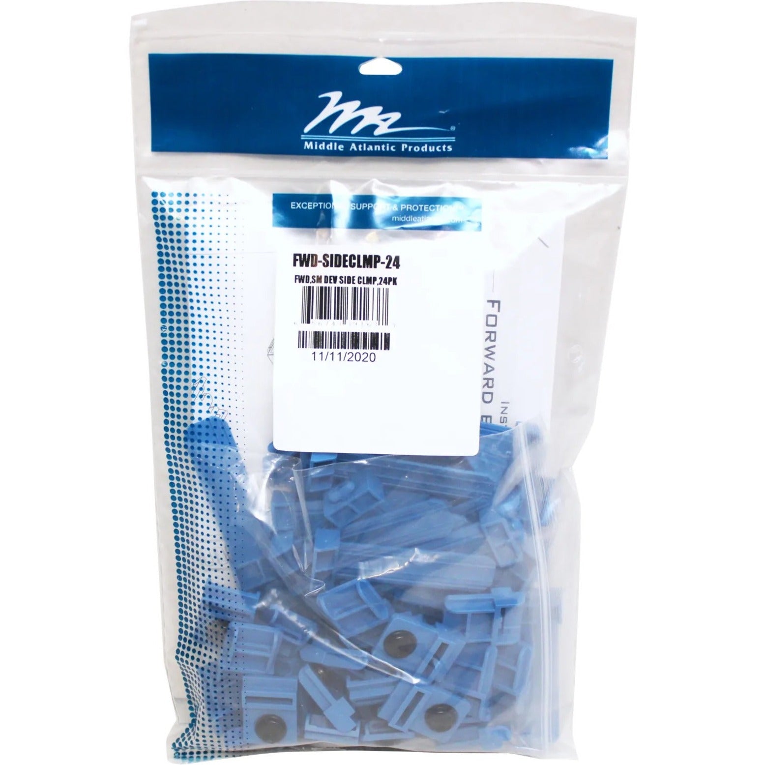 Middle Atlantic FWD-SIDECLMP-24 Forward Small Device Mounting Clamps, Pack of 24, Blue