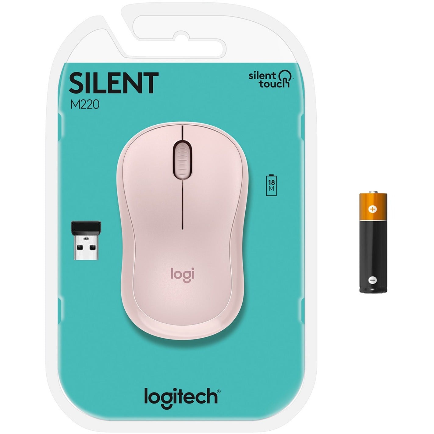Logitech 910-006126 M220 Silent Wireless Mouse, 2.4 GHz with USB Receiver, 1000 DPI Optical Tracking, 18-Month Battery