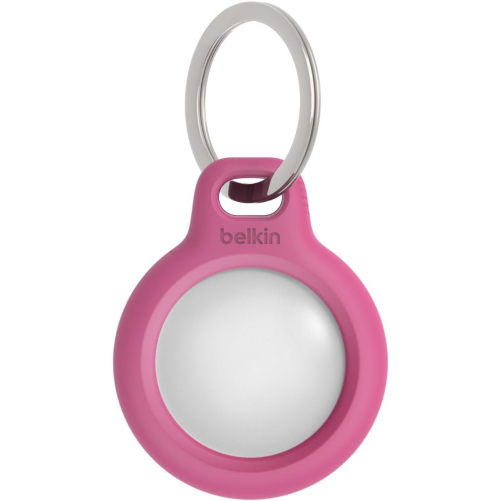 Belkin F8W973BTPNK Secure Holder with Key Ring for AirTag, Pink - Secure, Durable, Sturdy, Scratch Protection, Twist Lock