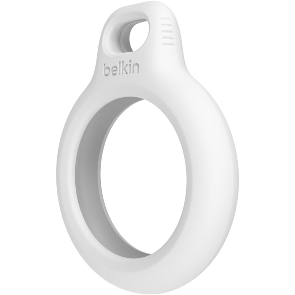 Belkin F8W974BTWHT Secure Holder with Strap for AirTag, White - Secure, Durable, Sturdy, Scratch Protection, Twist Lock