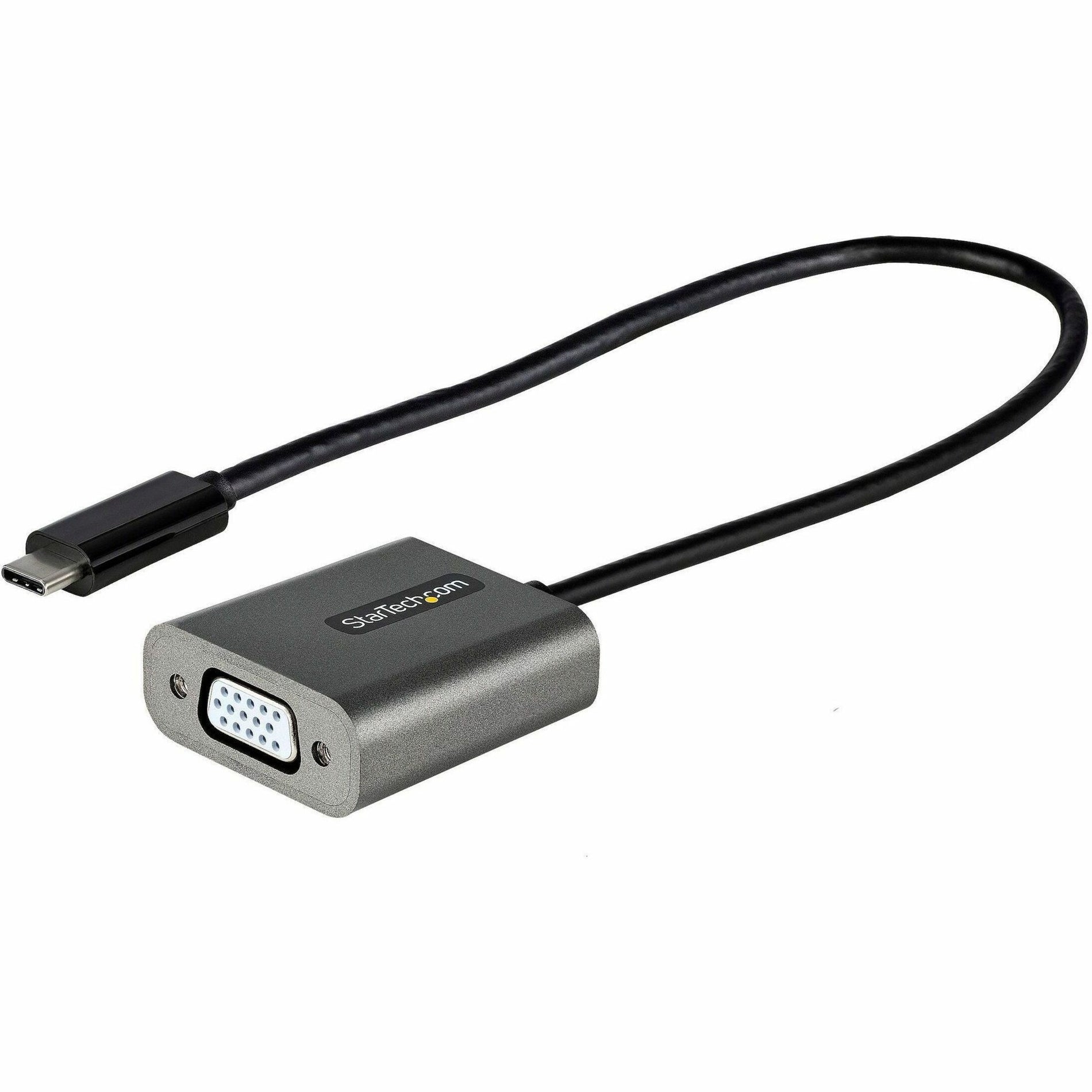 StarTech.com CDP2VGAEC USB-C/VGA Video Adapter, 1080p USB Type-C to VGA Adapter Dongle, 12" Long Cable