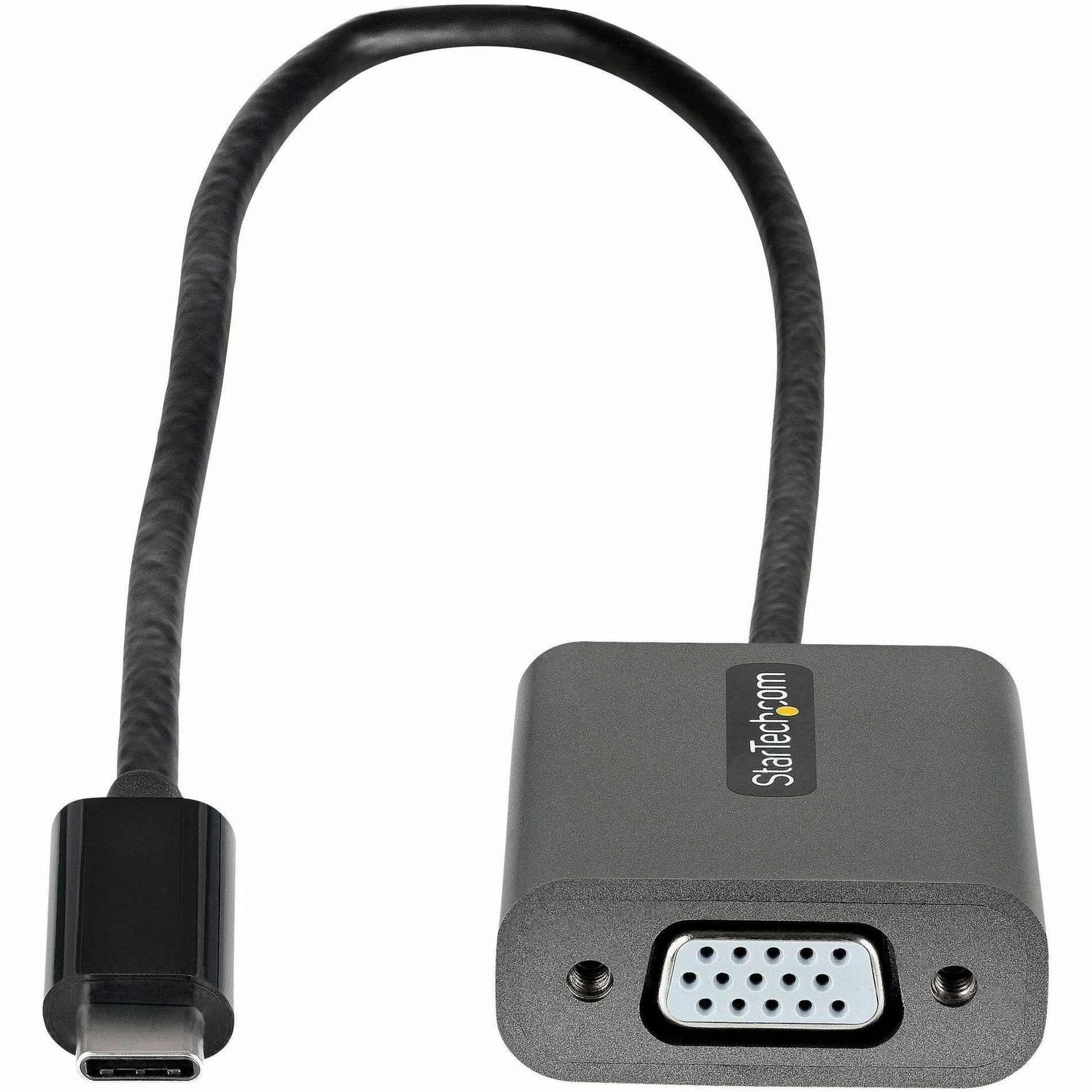 StarTech.com CDP2VGAEC USB-C/VGA Video Adapter, 1080p USB Type-C to VGA Adapter Dongle, 12" Long Cable