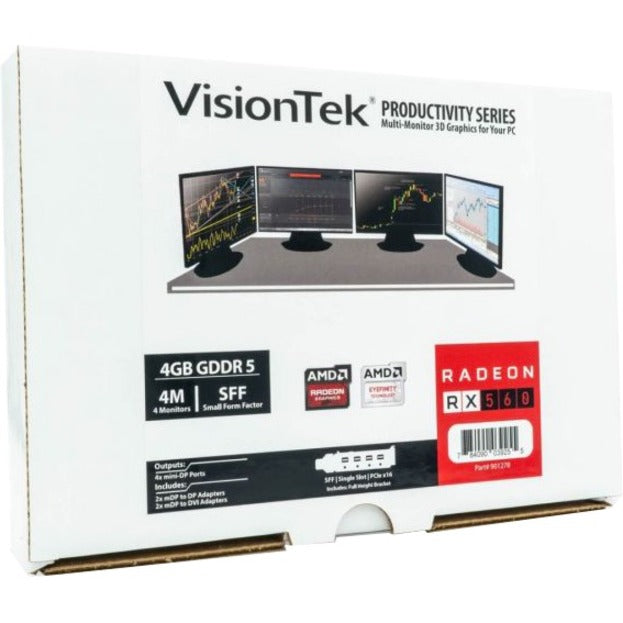 VisionTek 901443 RX560 4GB 4M Graphics Card, 2 GB GDDR5, 4 Mini DisplayPort Outputs