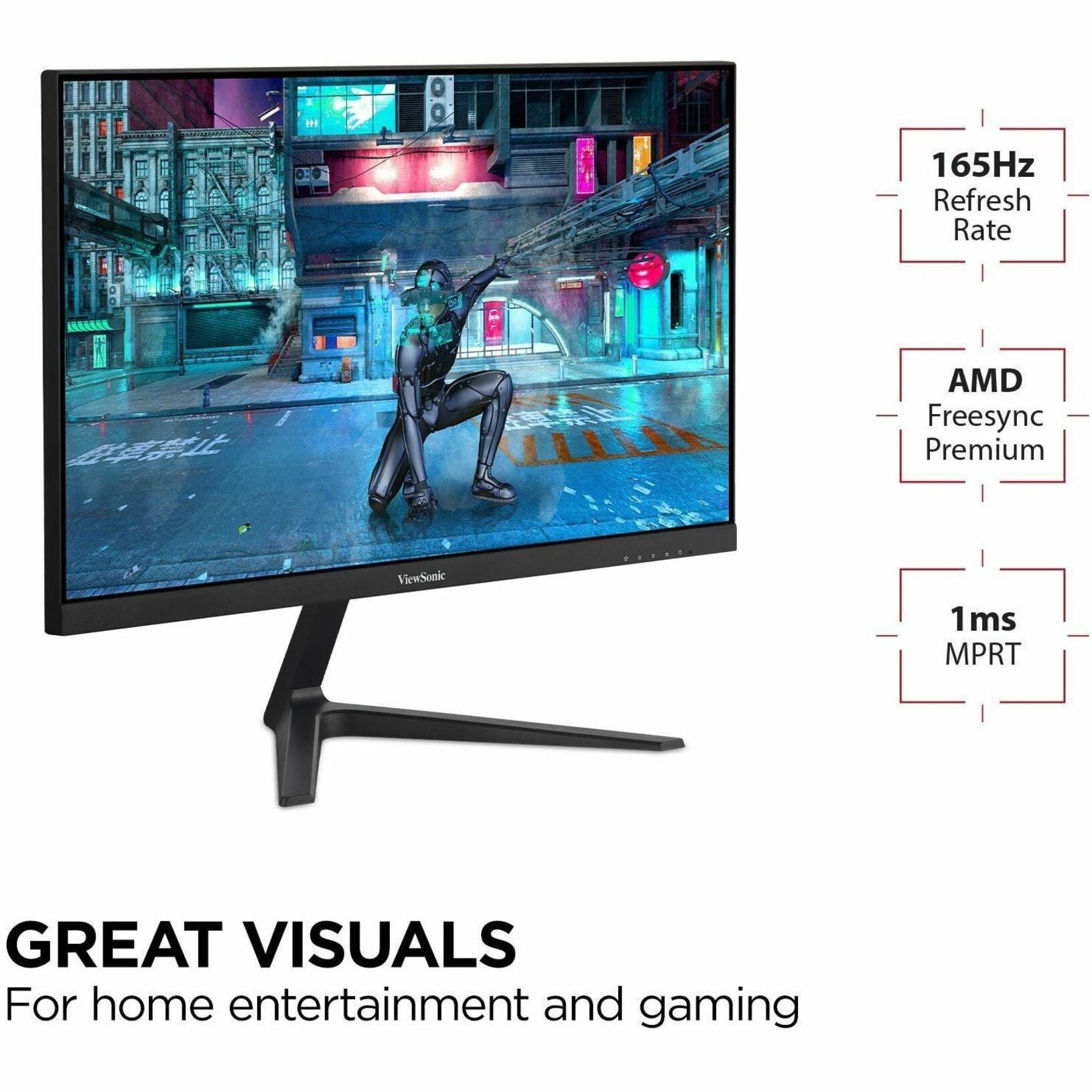 ViewSonic VX2418-P-MHD Gaming LCD Monitor, 24" 165Hz Full HD, HDMI DP, 2x2W Speakers, Tilt, VESA, 3 Years Warranty