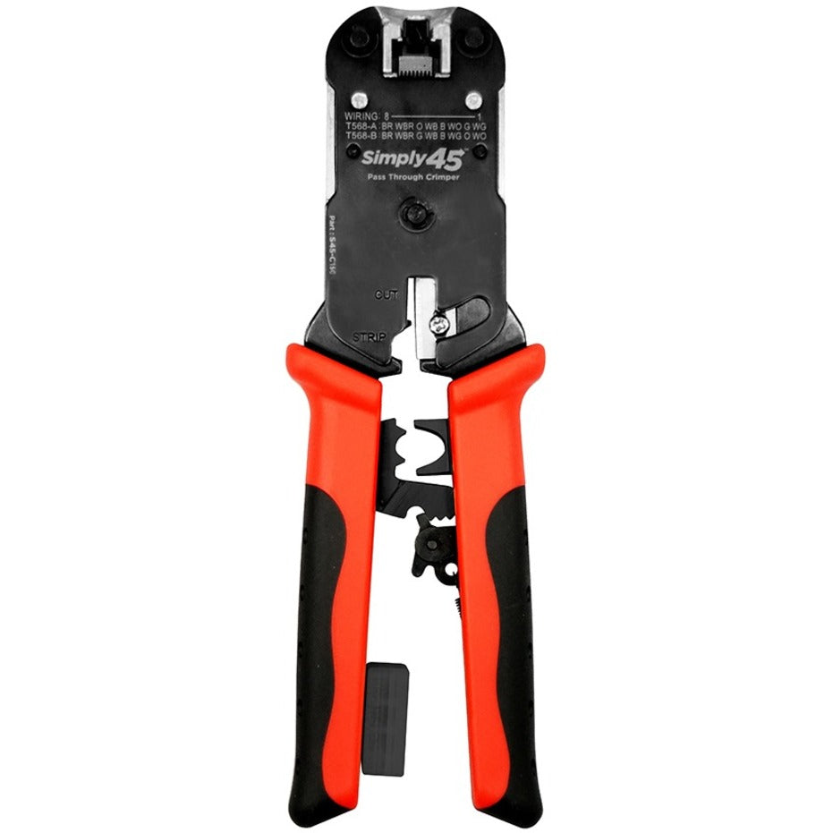 Top view of SIMPLY45 RJ45 crimper showing wiring diagram and alignment guides-alternate-image2