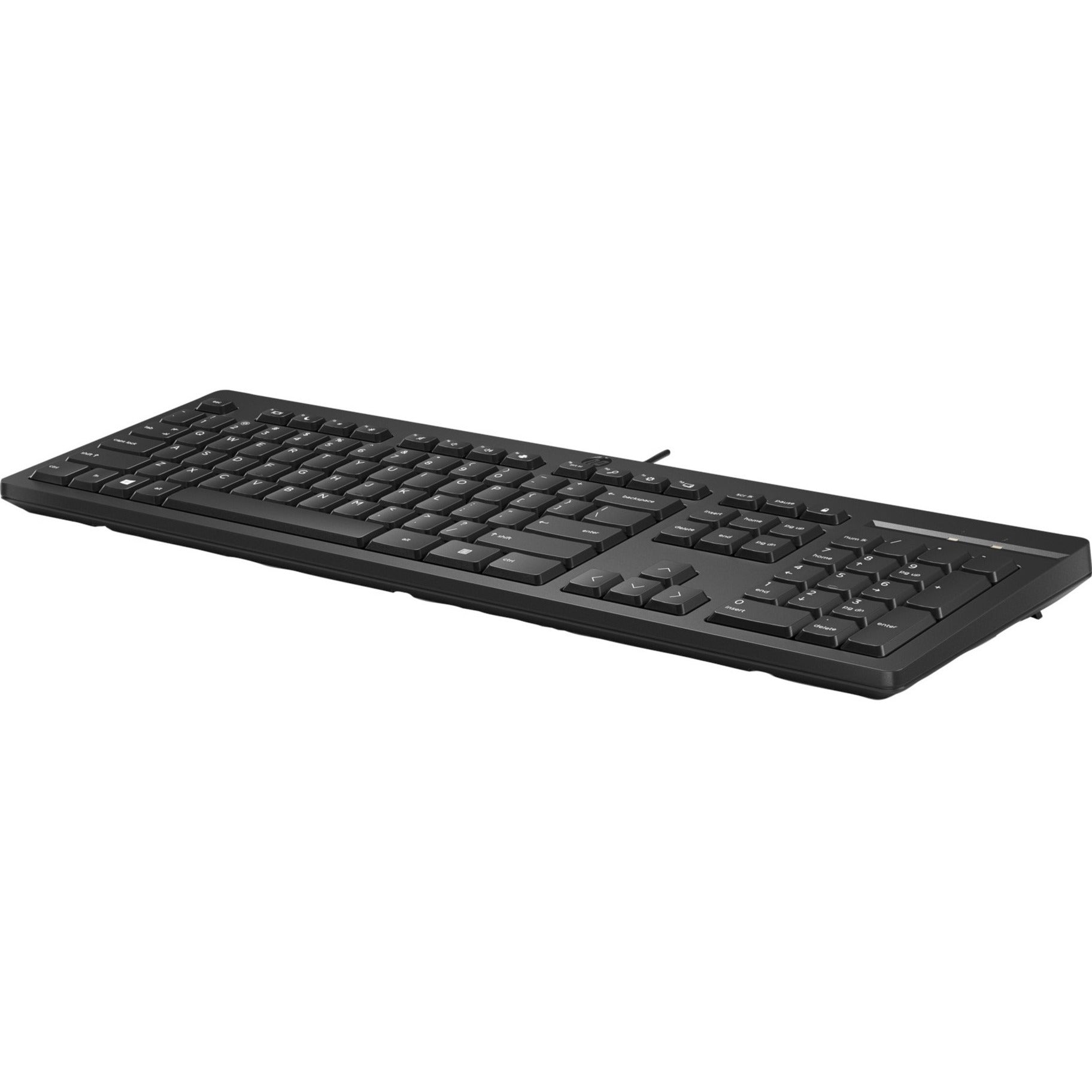 HP 125 Wired Keyboard, Plug and Play, LED Indicator, Adjustable Height