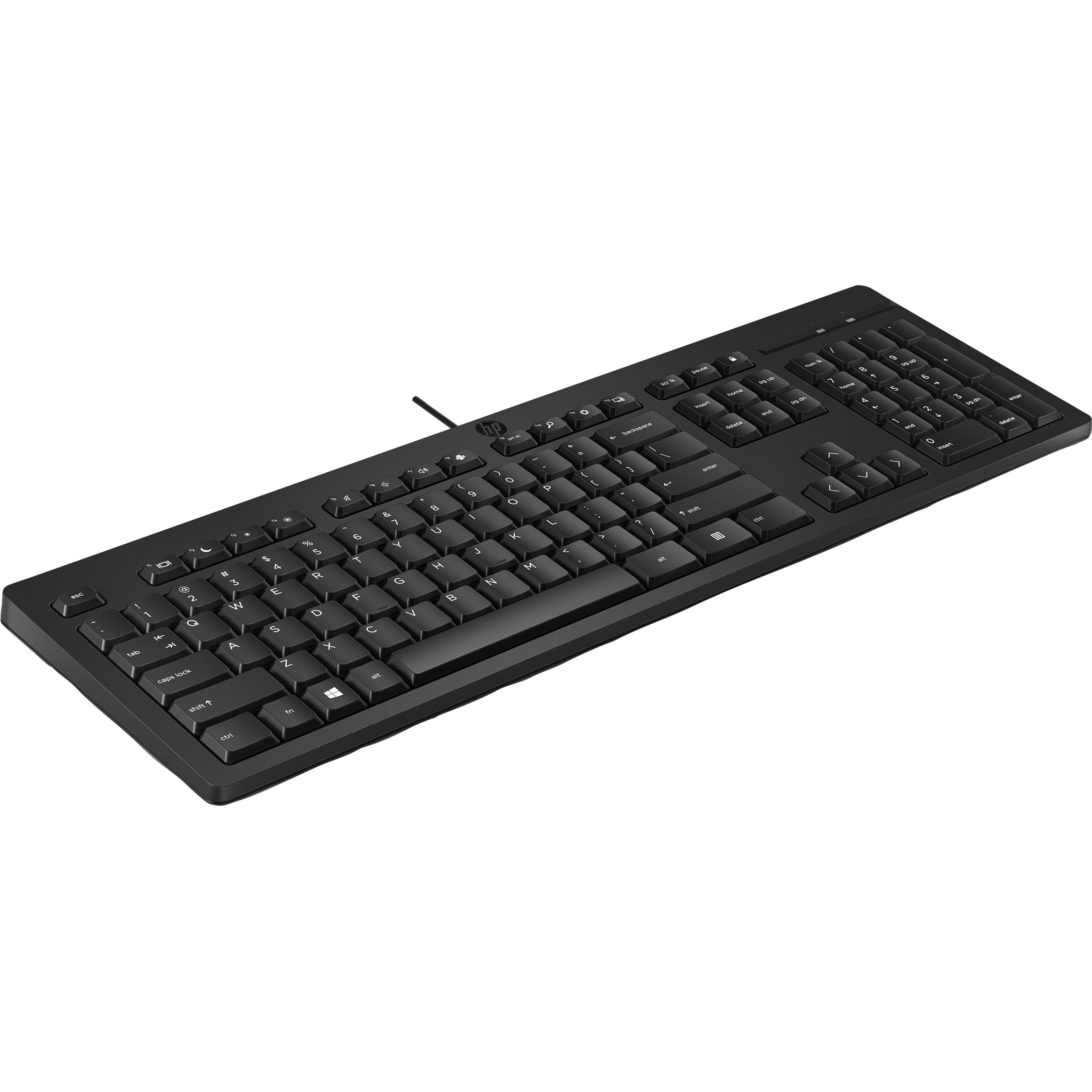 HP 125 Keyboard, Plug and Play, LED Indicator, Adjustable Height, Full-size Keyboard