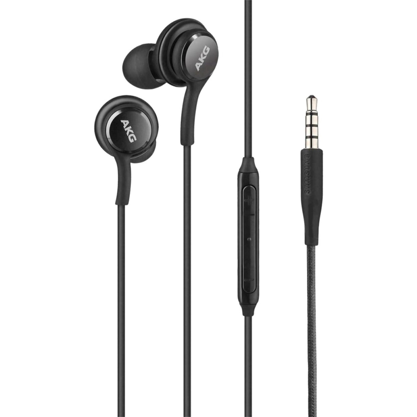 4XEM 4XSAMEARAKGB 3.5mm AKG Earphones with Mic and Volume Control (Black), In-Line Controller, Y Cable
