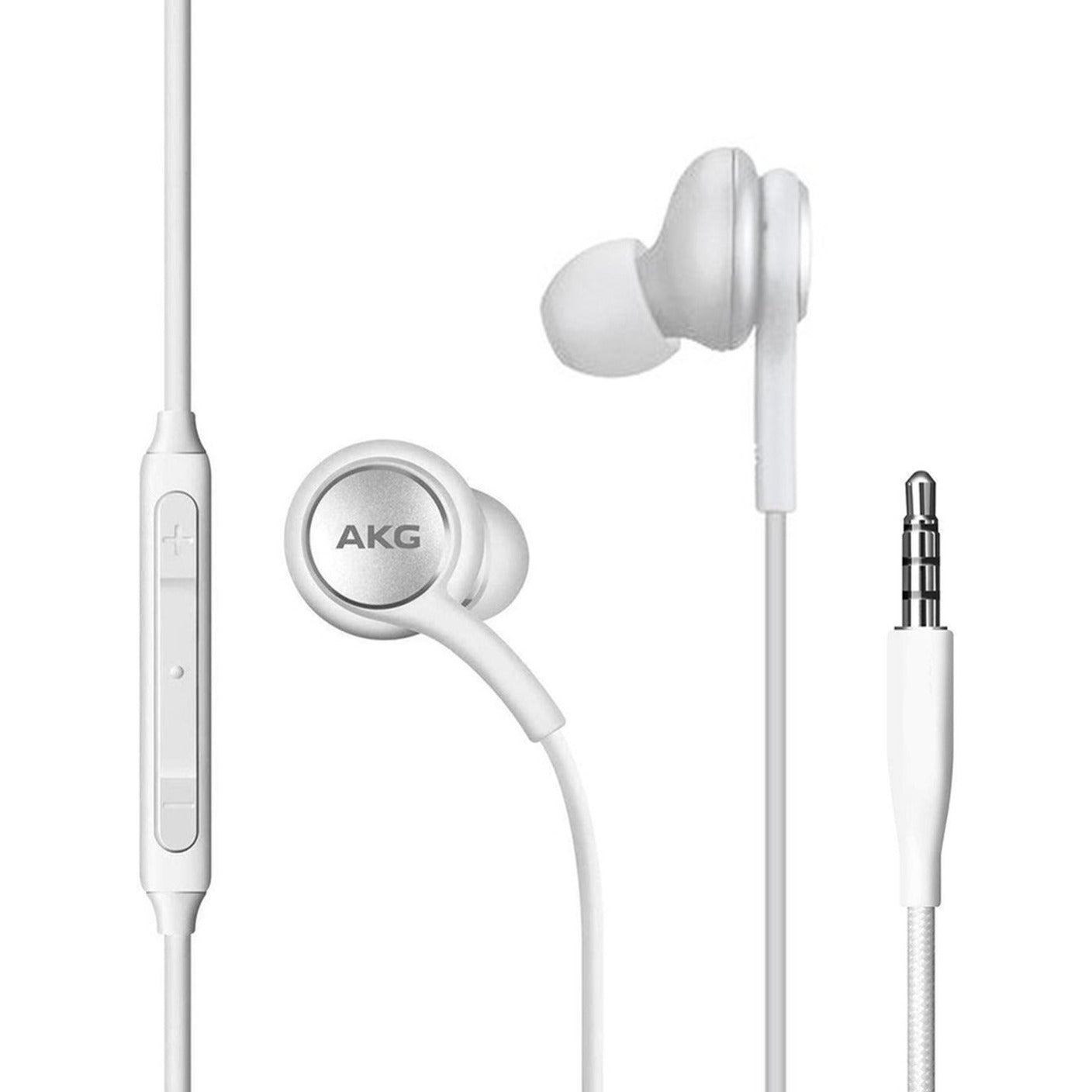 4XEM 4XSAMEARAKGW 3.5mm AKG Earphones with Mic and Volume Control (White), In-Line Controller, Y Cable
