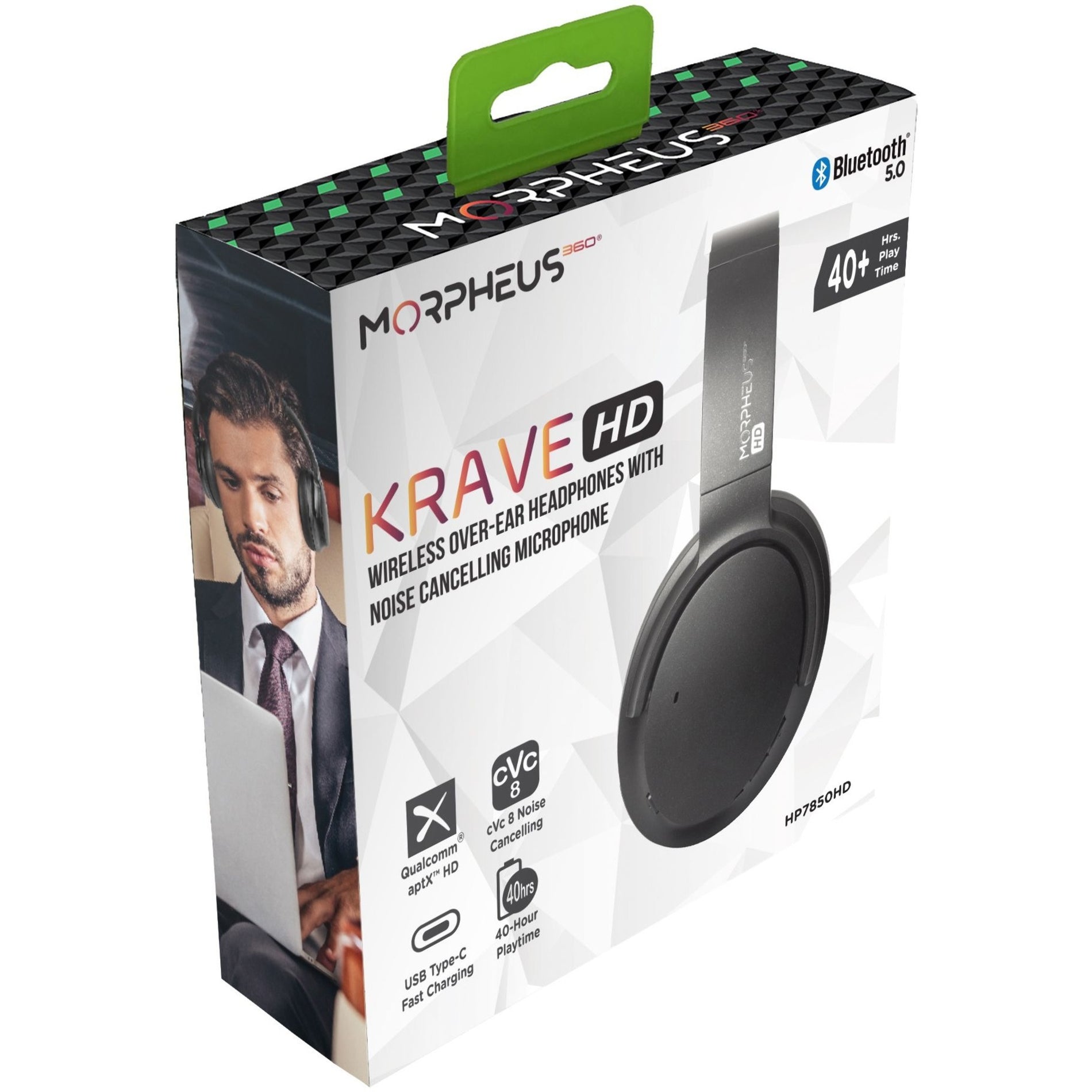 Morpheus 360 HP7850HD KRAVE HD Stereo Wireless Headphone, Noise Cancelling, CVC 8 Mic, Case Included