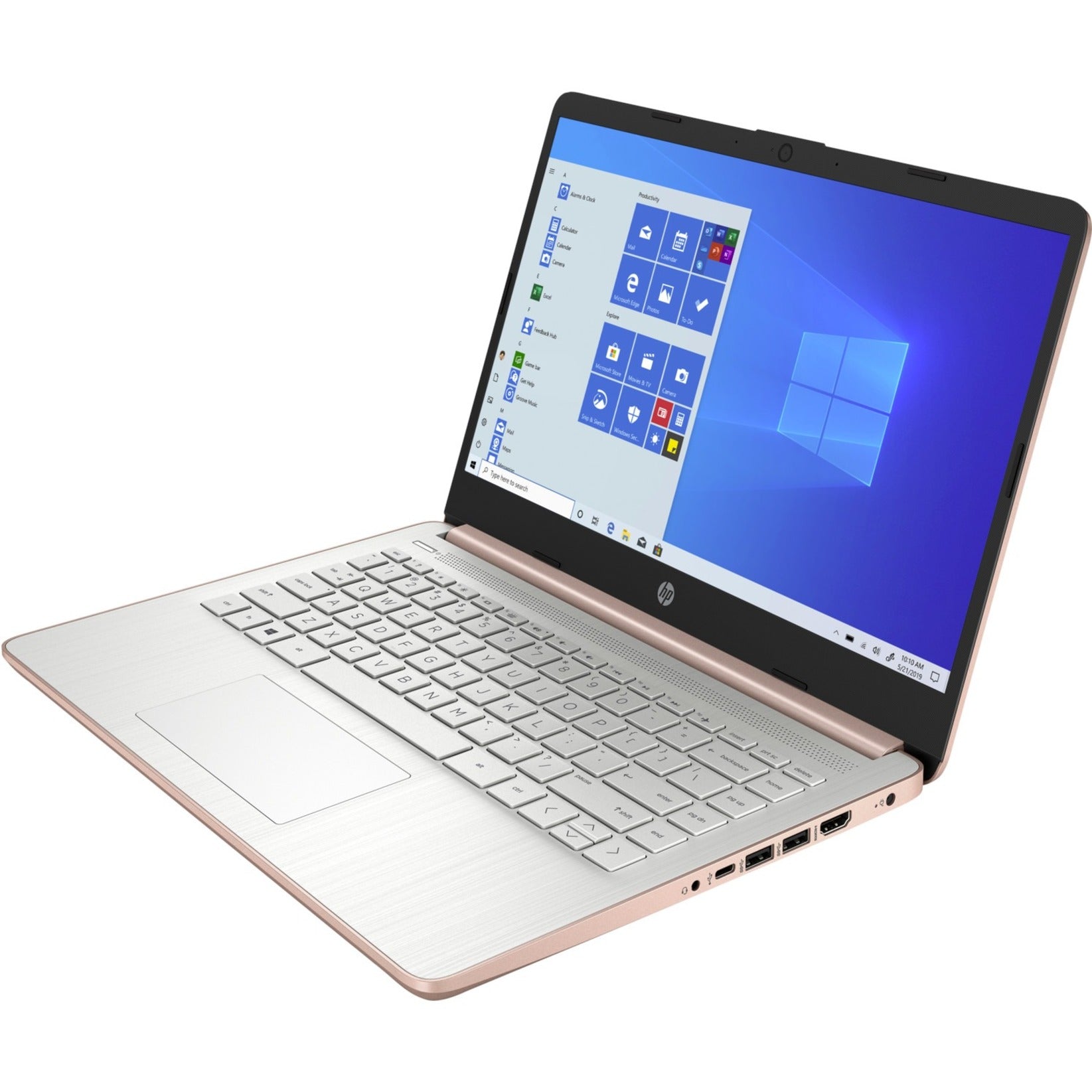 HP Laptop 14-dq0030nr 14 Notebook, HD, Intel Celeron N4020, 4GB RAM, 64GB Flash Memory, Pale Rose Gold, Natural Silver