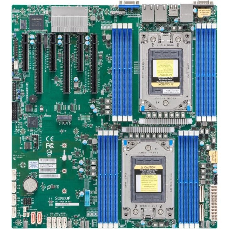Supermicro MBD-H12DSI-NT6-O H12DSI-NT6 Server Motherboard, AMD EPYC DUAL E-ATX 2X10GB - MAX 4TB ECC RAM - M.2