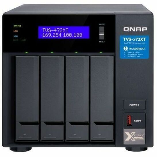 QNAP TVS-472XT-I3-4G-US TVS-472XT-i3-4G SAN/NAS/DAS Storage System, High Performance Storage Solution for Home and Small Business