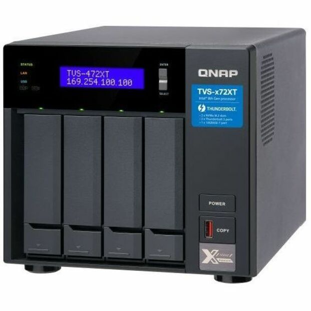 QNAP TVS-472XT-I3-4G-US TVS-472XT-i3-4G SAN/NAS/DAS Storage System, High Performance Storage Solution for Home and Small Business