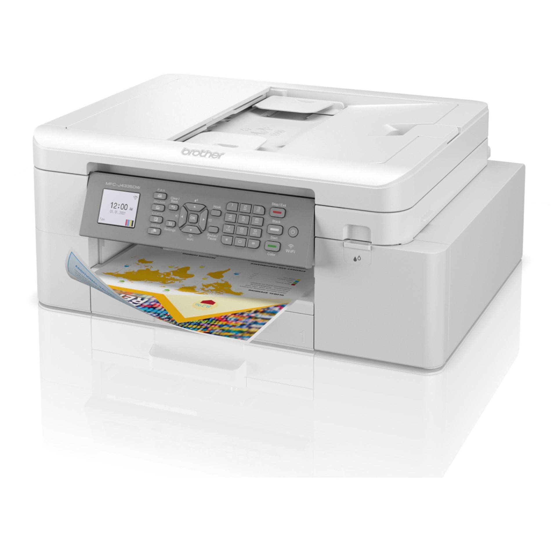 Brother MFCJ4335DW INKvestment Tank Printer, Wireless Inkjet Multifunction Printer, Color, Automatic Duplex Printing, 20 ppm Mono Print Speed, 19 ppm Color Print Speed, 4800 x 1200 Maximum Print Resolution