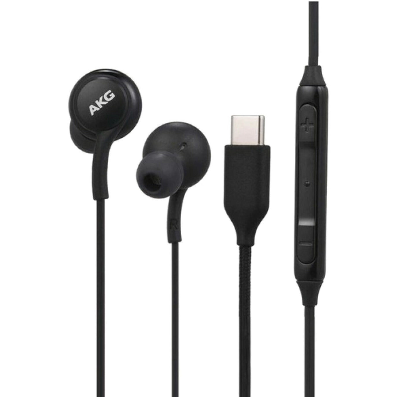 4XEM 4XSAMEARAKGCB USB-C AKG Earphones with Mic and Volume Control (Black), Binaural Earbud Earset