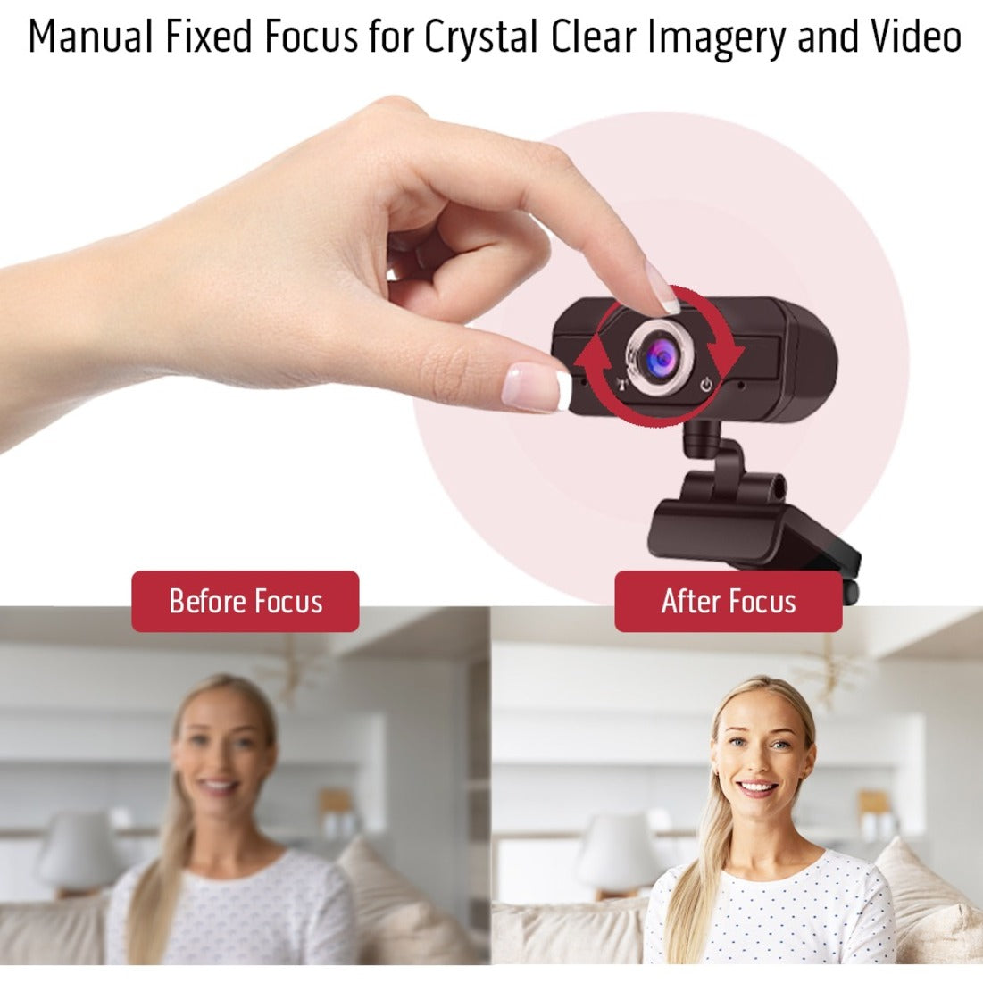 CODi A05024 Aquila HD 1080P Fixed Focus Webcam, 2MP CMOS Sensor, 30fps, USB 2.0, Built-in Microphone
