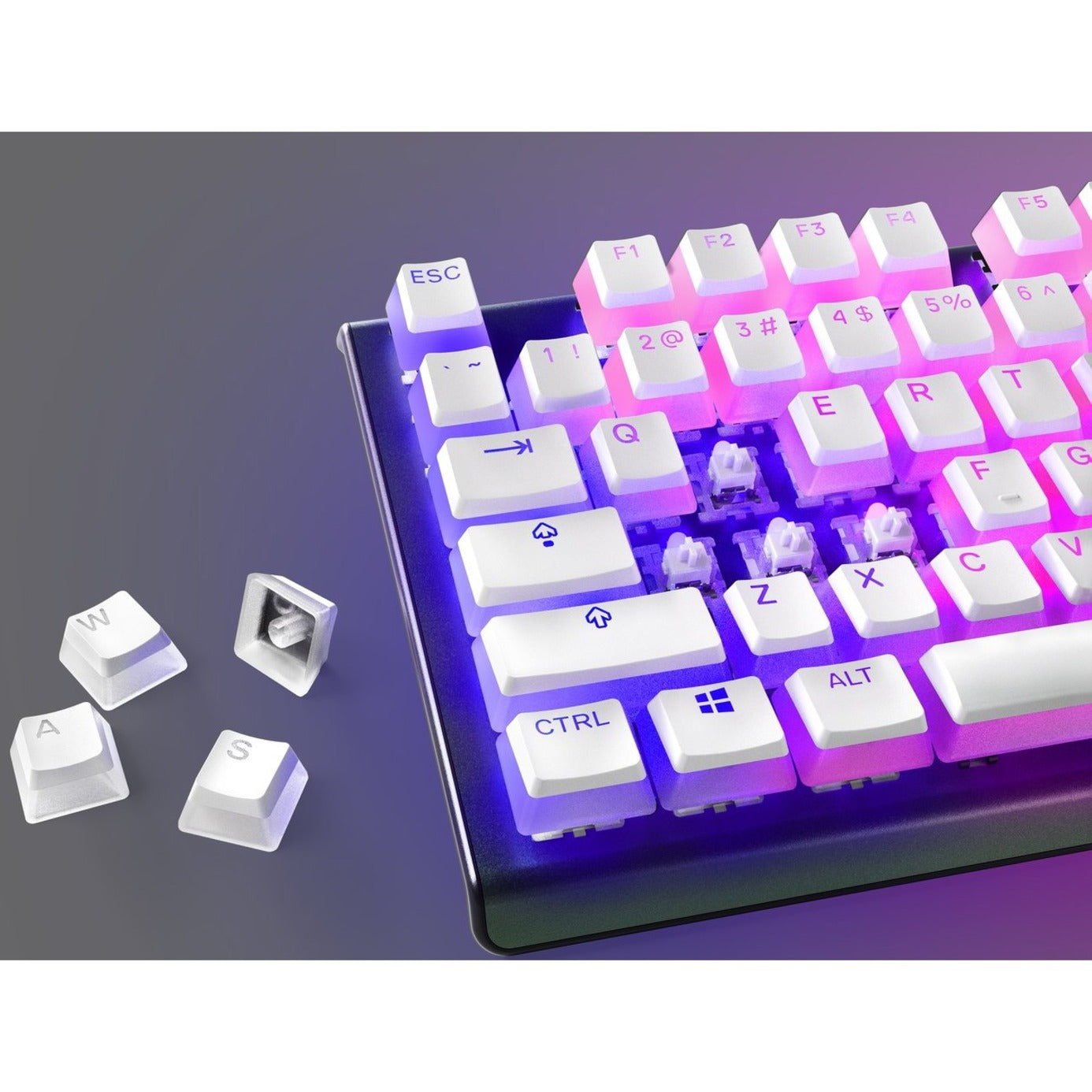 SteelSeries 60203 PrismCaps Universal Double Shot PBT Keycaps, White, Durable and Stylish Keycaps for Your Keyboard