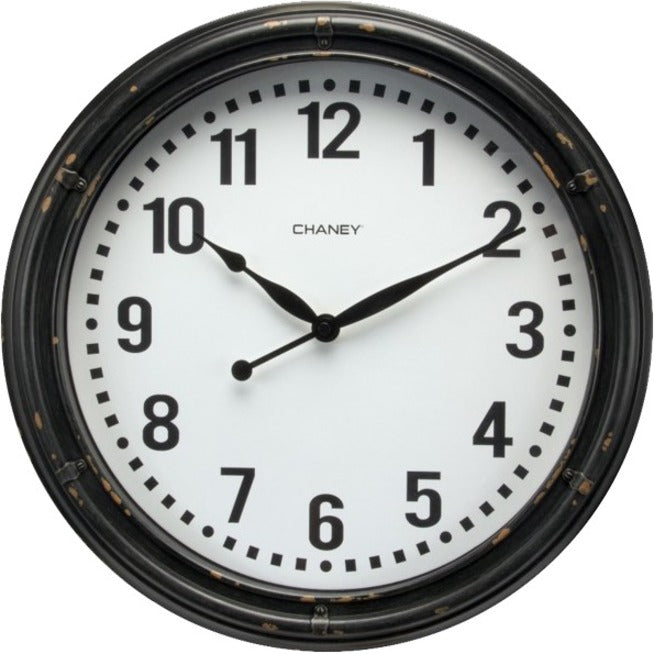 Chaney Instrument 75466A1 Wall Clock, Quartz, Black Dial Case