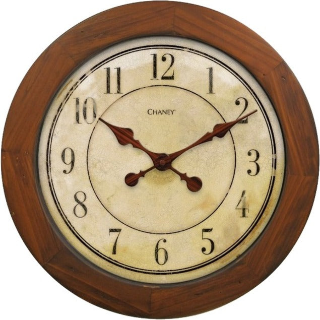 Chaney Instrument 46077a2 Wall Clock, Quartz Analog, 16" Wood Face, Beige Parchment