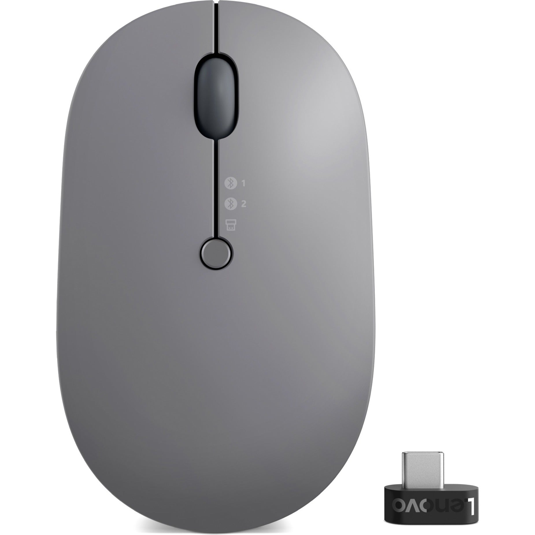 Lenovo 4Y51C21217 Go Wireless Multi-Device Mouse, Rechargeable, Bluetooth 5, 2400 dpi, 2.4 GHz, USB Type C