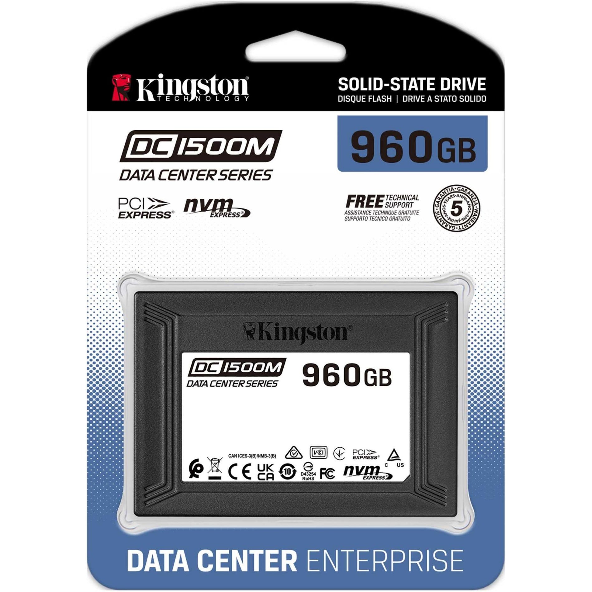 Kingston SEDC1500M/960G DC1500M U.2 Enterprise SSD, 960GB, PCIe NVMe, 5 Year Warranty