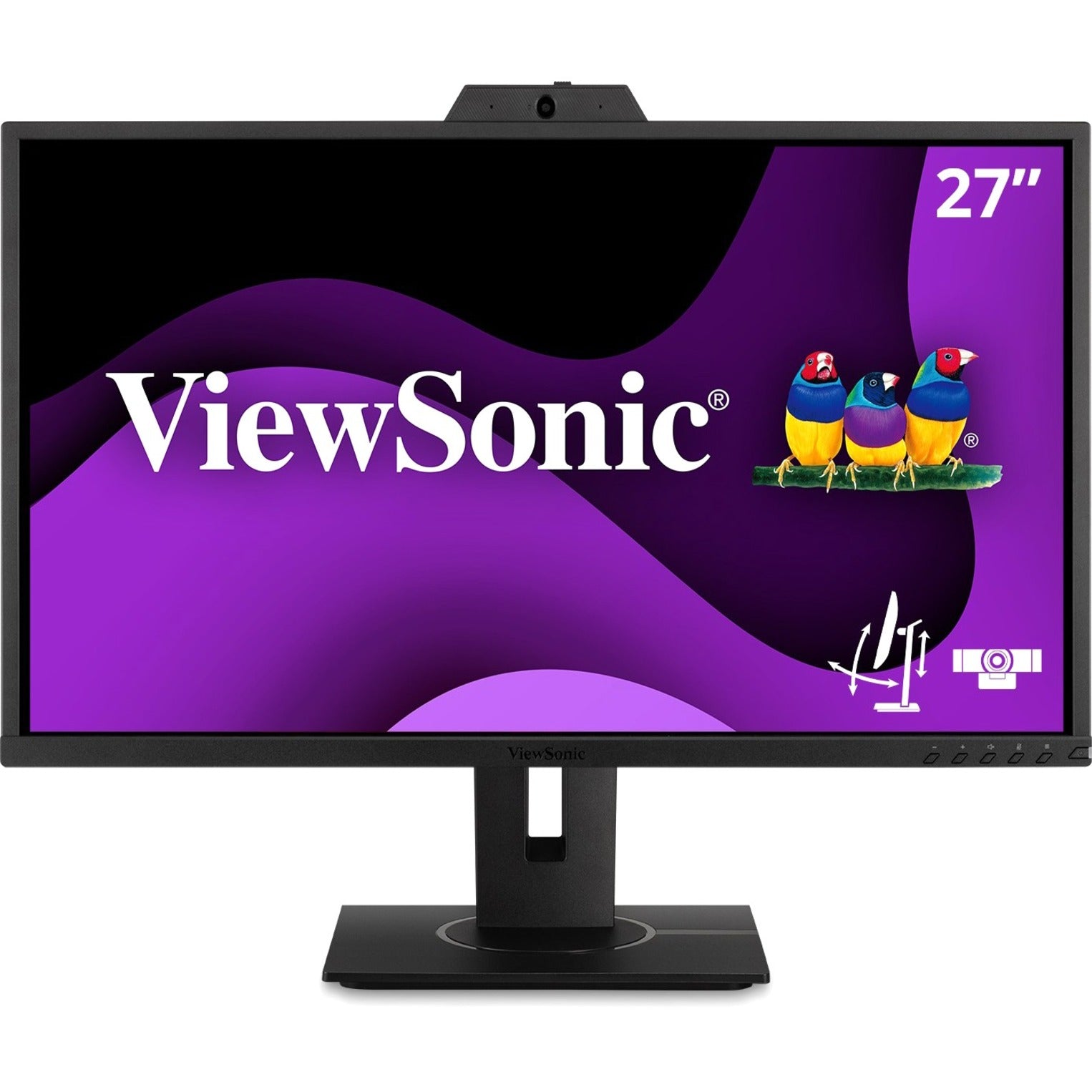 ViewSonic VG2740V 27 IPS Full HD Video Conferencing Monitor, SuperClear IPS, Built-in Webcam, Microphone, USB Hub, HDMI, DisplayPort