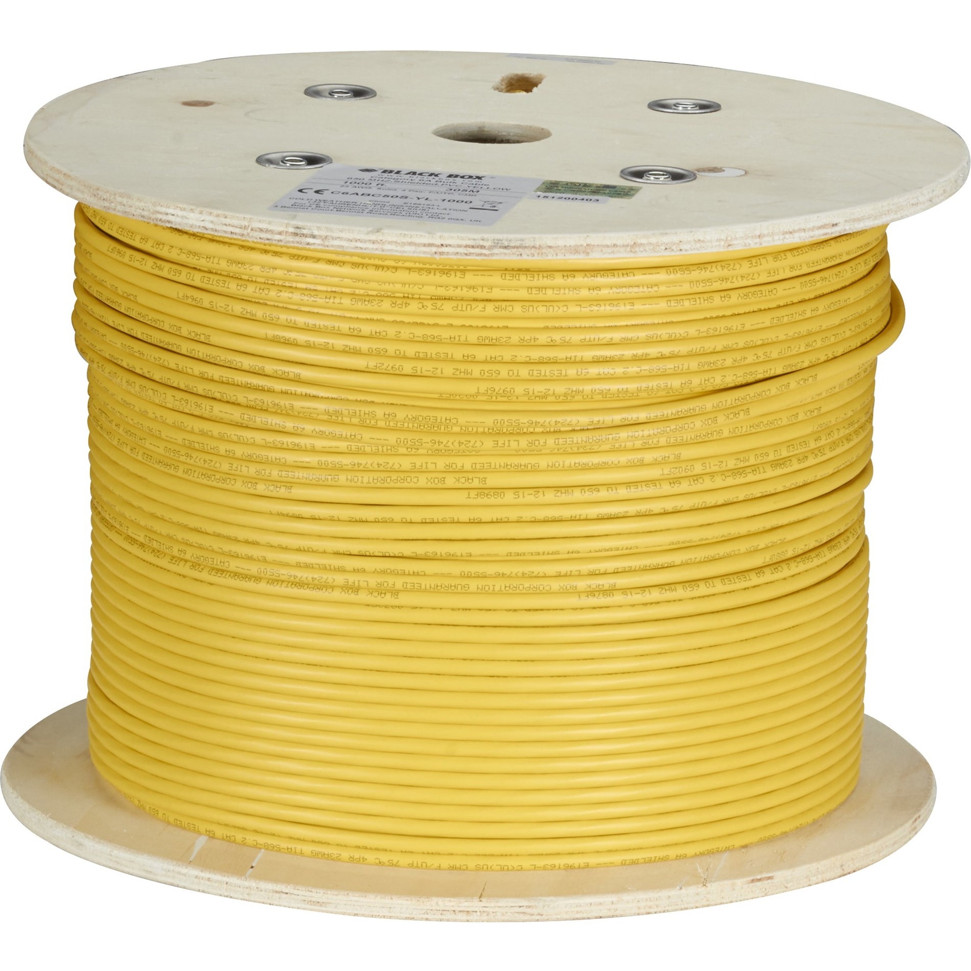 Black Box C6ABC50S-STR-YL-1000 GigaTrue Cat.6a S/FTP Network Cable, 10 Gbit/s Data Transfer Rate, 1000 ft Length, Yellow