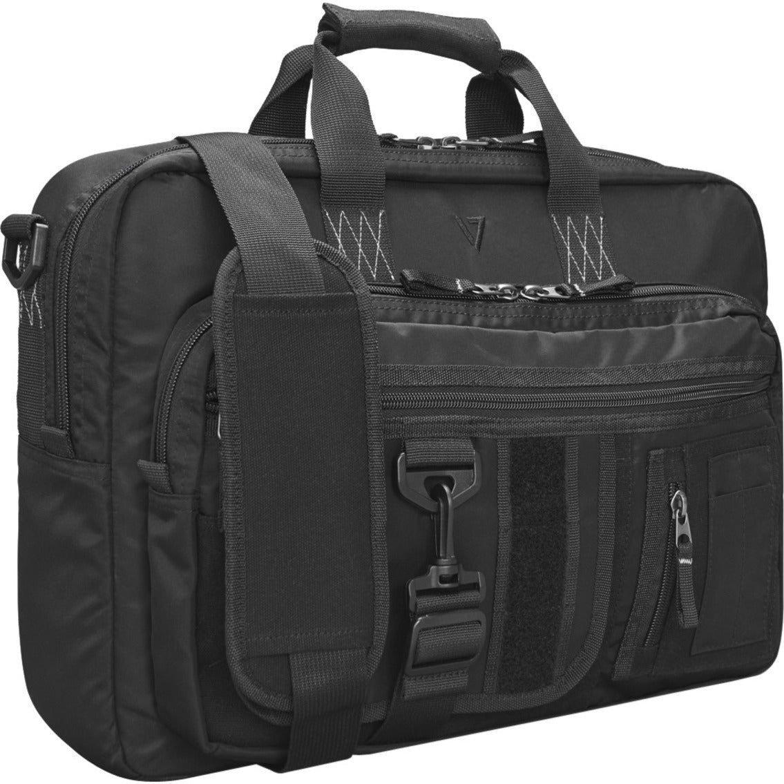 V7 CTX16-OPS-BLK 16" Elite Black Ops Topload Briefcase, Water Resistant, Trolley Strap, Black