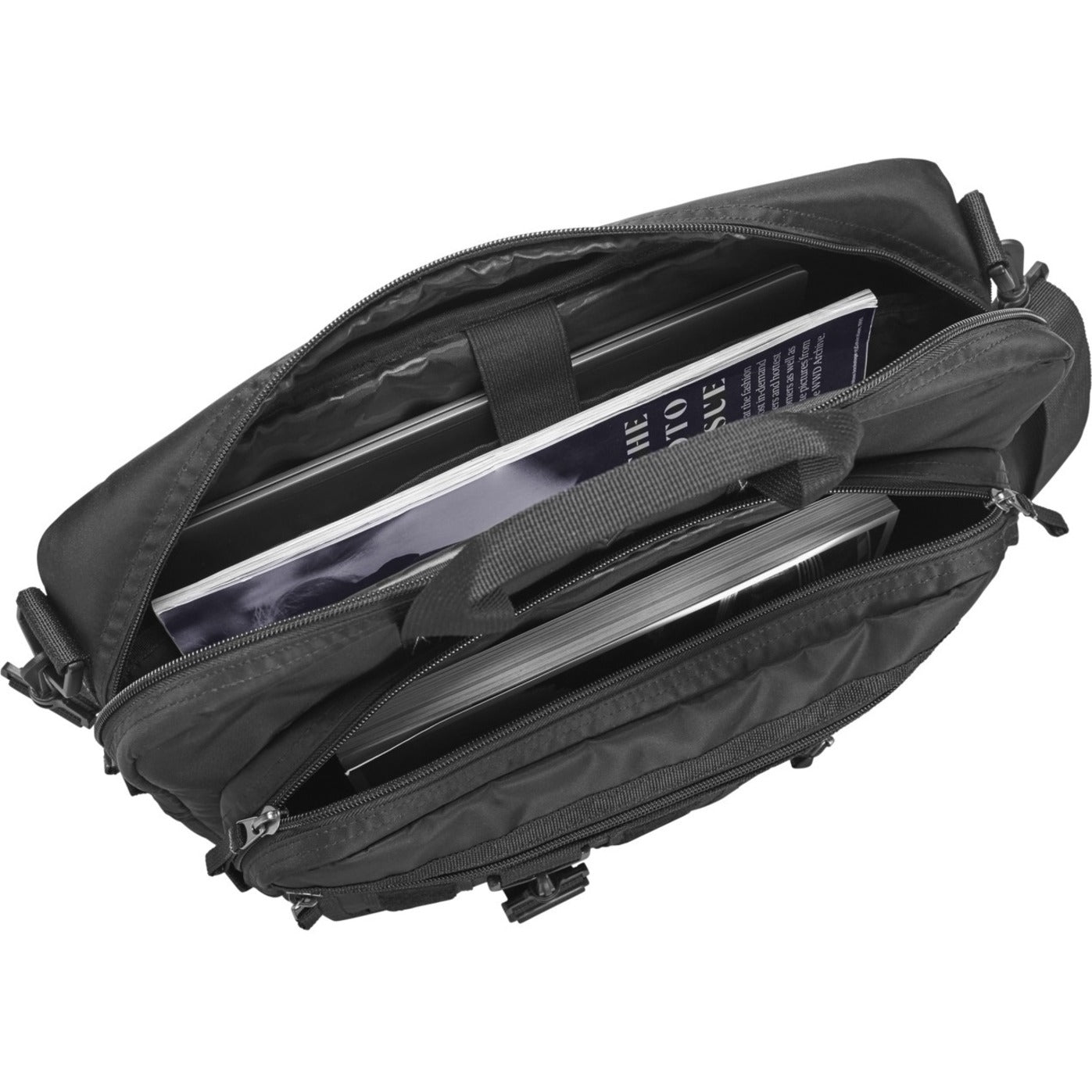 V7 CTX16-OPS-BLK 16" Elite Black Ops Topload Briefcase, Water Resistant, Trolley Strap, Black