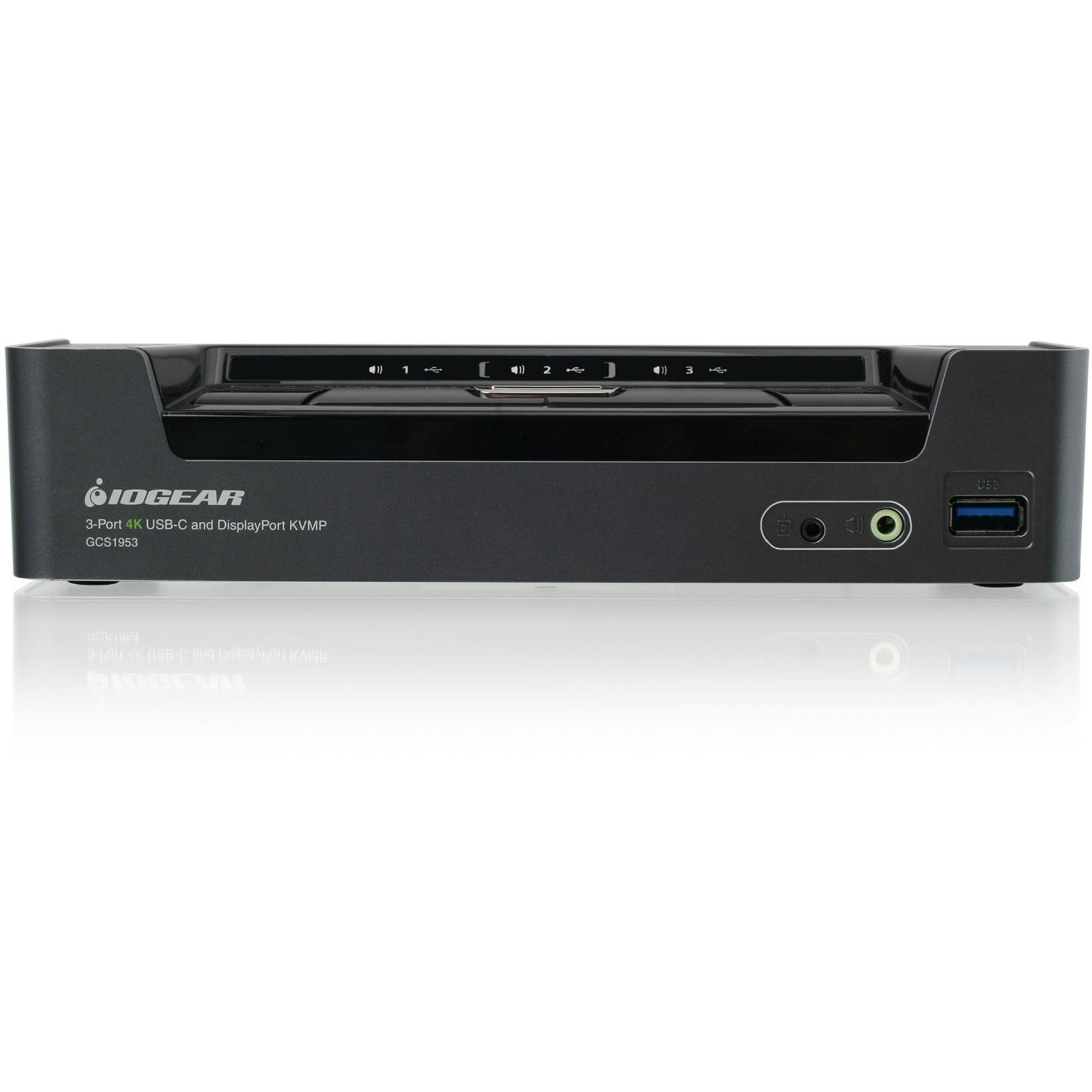 IOGEAR GCS1953 3-Port 4K USB-C and DisplayPort KVMP Switch with Power Delivery, USB and DisplayPort Switch for Multiple Computers