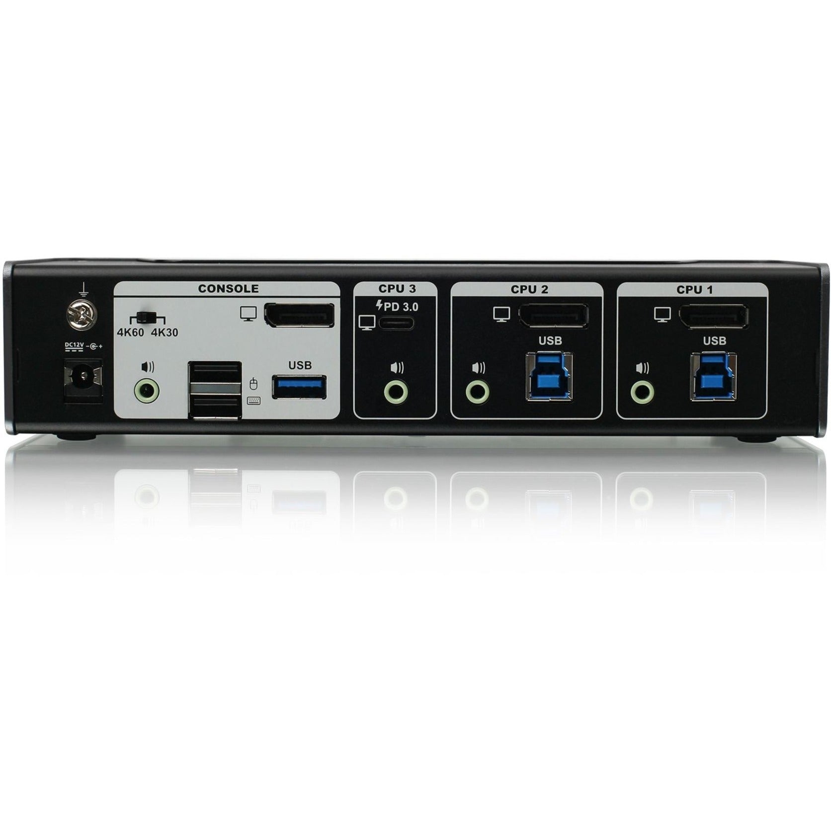 IOGEAR GCS1953 3-Port 4K USB-C and DisplayPort KVMP Switch with Power Delivery, USB and DisplayPort Switch for Multiple Computers