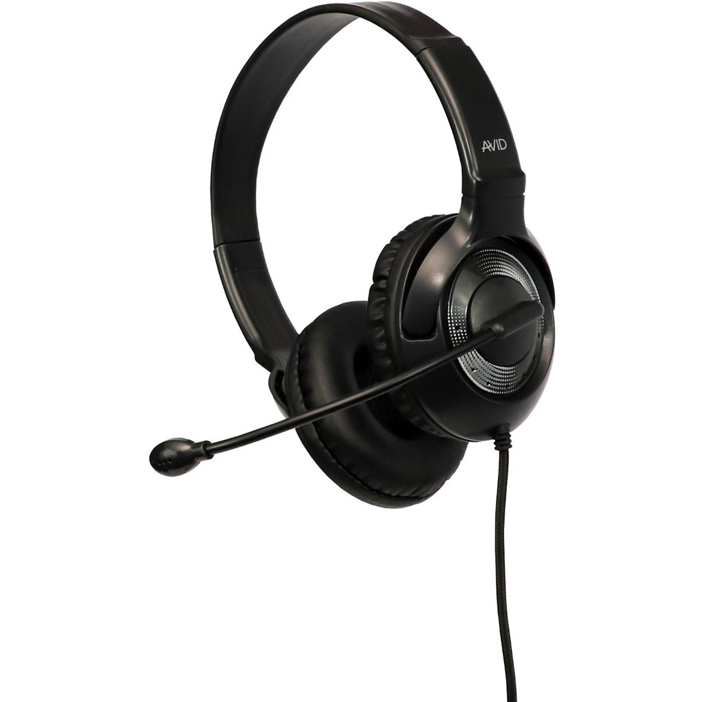 Avid 2AE55KL 2AE-55 Wired Headset with Mic Black, Adjustable Headband, Noise Reduction, Comfortable