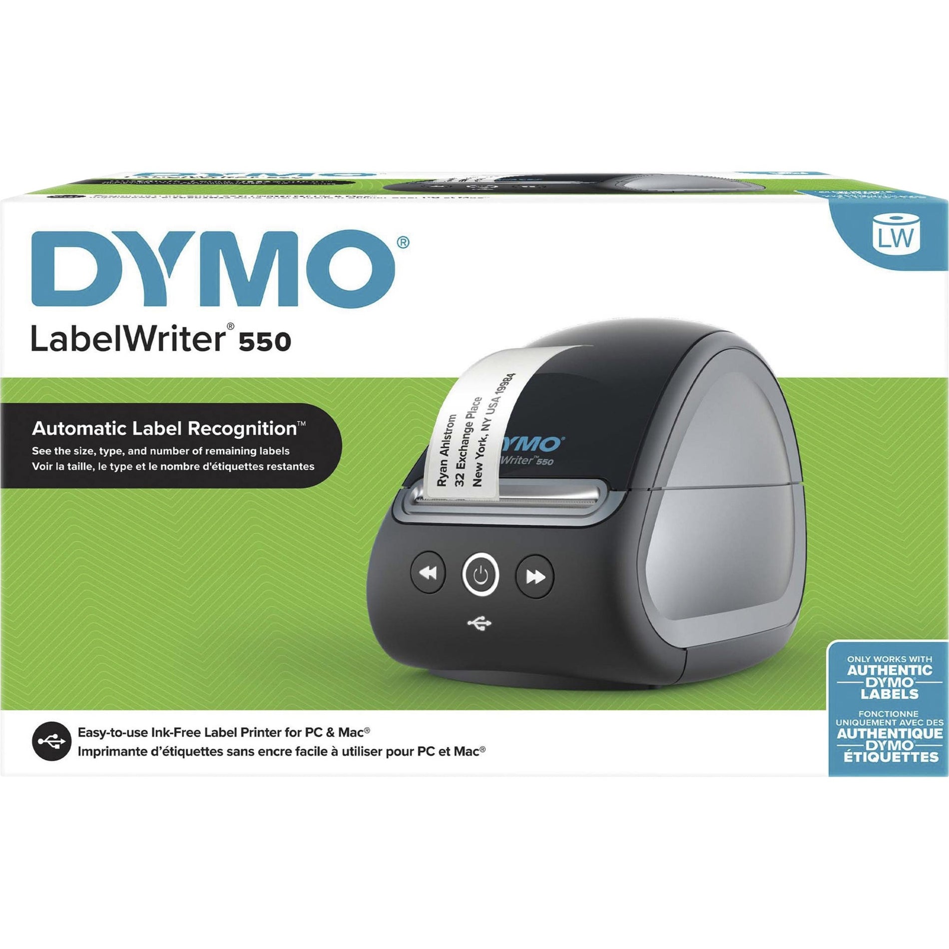 Dymo 2112552 LabelWriter 550 Label Printer, Direct Thermal Printer, 2 Year Warranty, USB and USB Host, Mac and PC Compatible