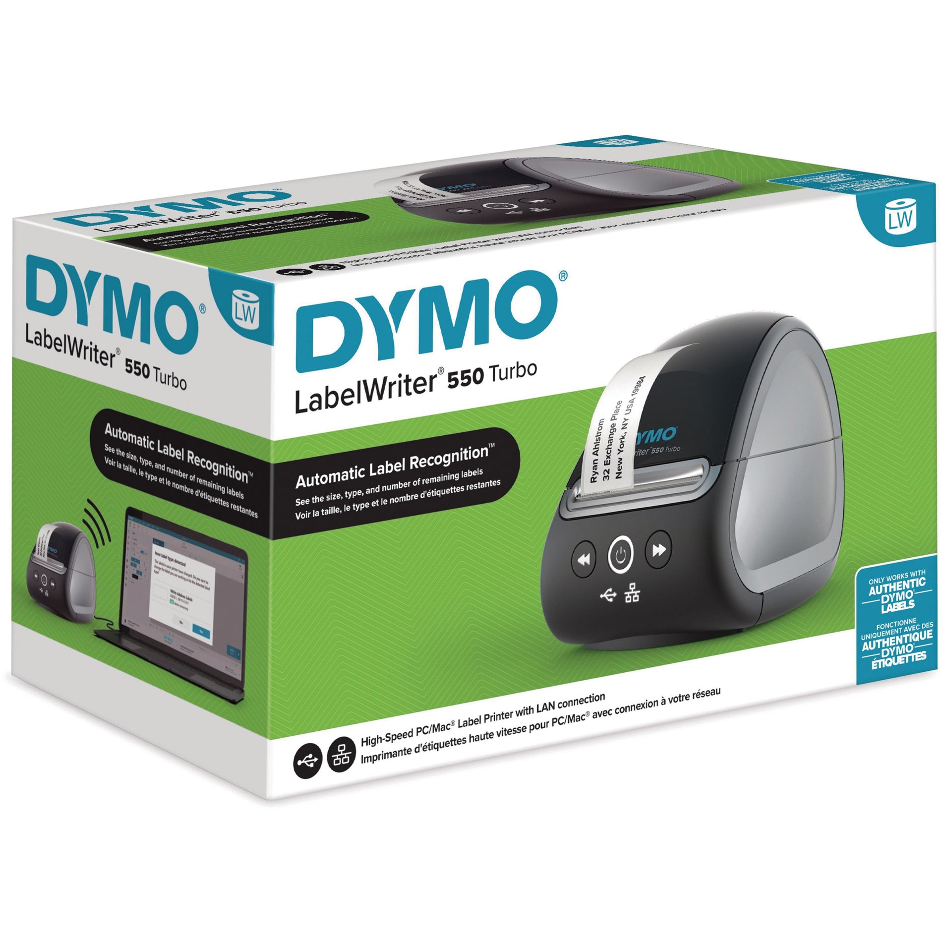 Dymo 2112553 LabelWriter 550 Turbo Label Printer, Direct Thermal Printer, 2 Year Warranty, Mac/PC Compatible