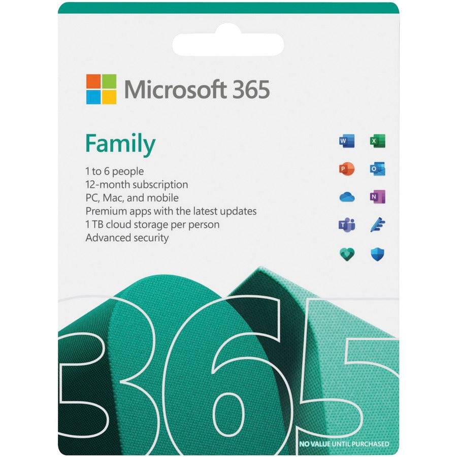 Microsoft 365 Family - Software Suite for Up to 6 People - 1 Year License [Discontinued]
