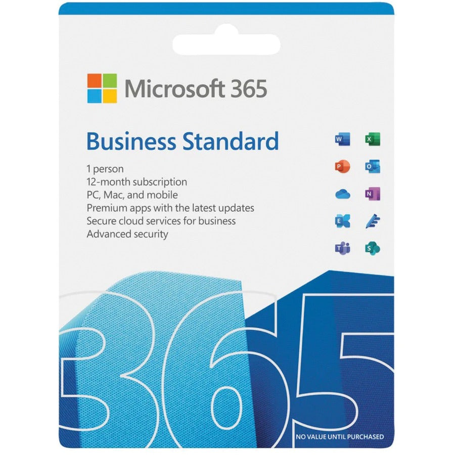 Microsoft KLQ-00659 365 Business Standard Retail English Subscription P8 1 License NA Only Medialess 1 Year