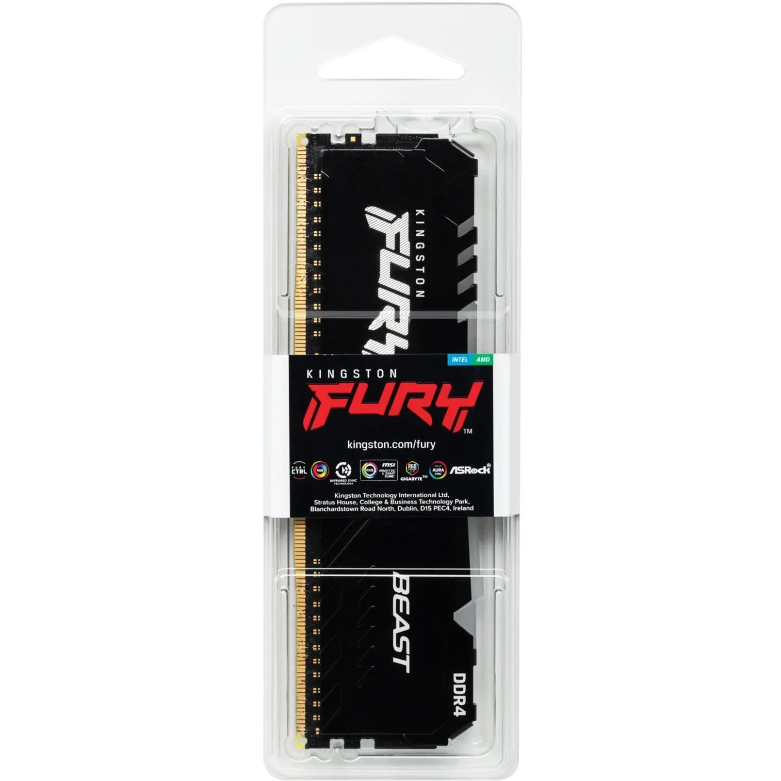 Kingston KF432C16BBA/32 FURY Beast 32GB DDR4 SDRAM Memory Module, Lifetime Warranty, 3200 MHz Speed, 1.35V Voltage, DIMM Form Factor