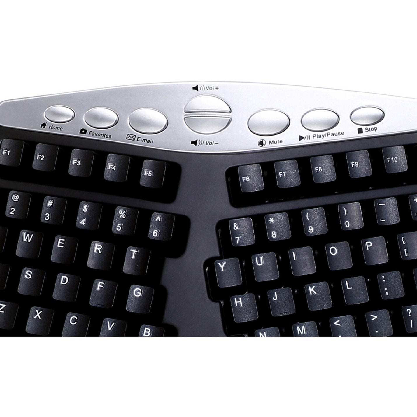 Adesso PCK-208B Tru-Form Media Contoured Ergonomic Keyboard, Multimedia Hot Keys, USB Connectivity