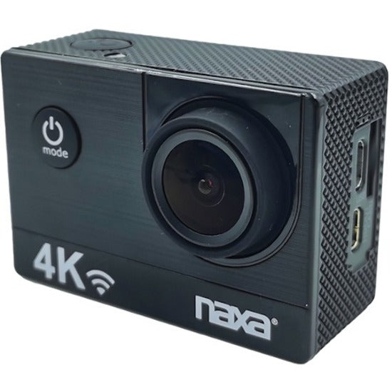 Naxa NDC-410 Waterproof 4K Ultra HD Action Camera, 2" Screen, CMOS, Shiny Black