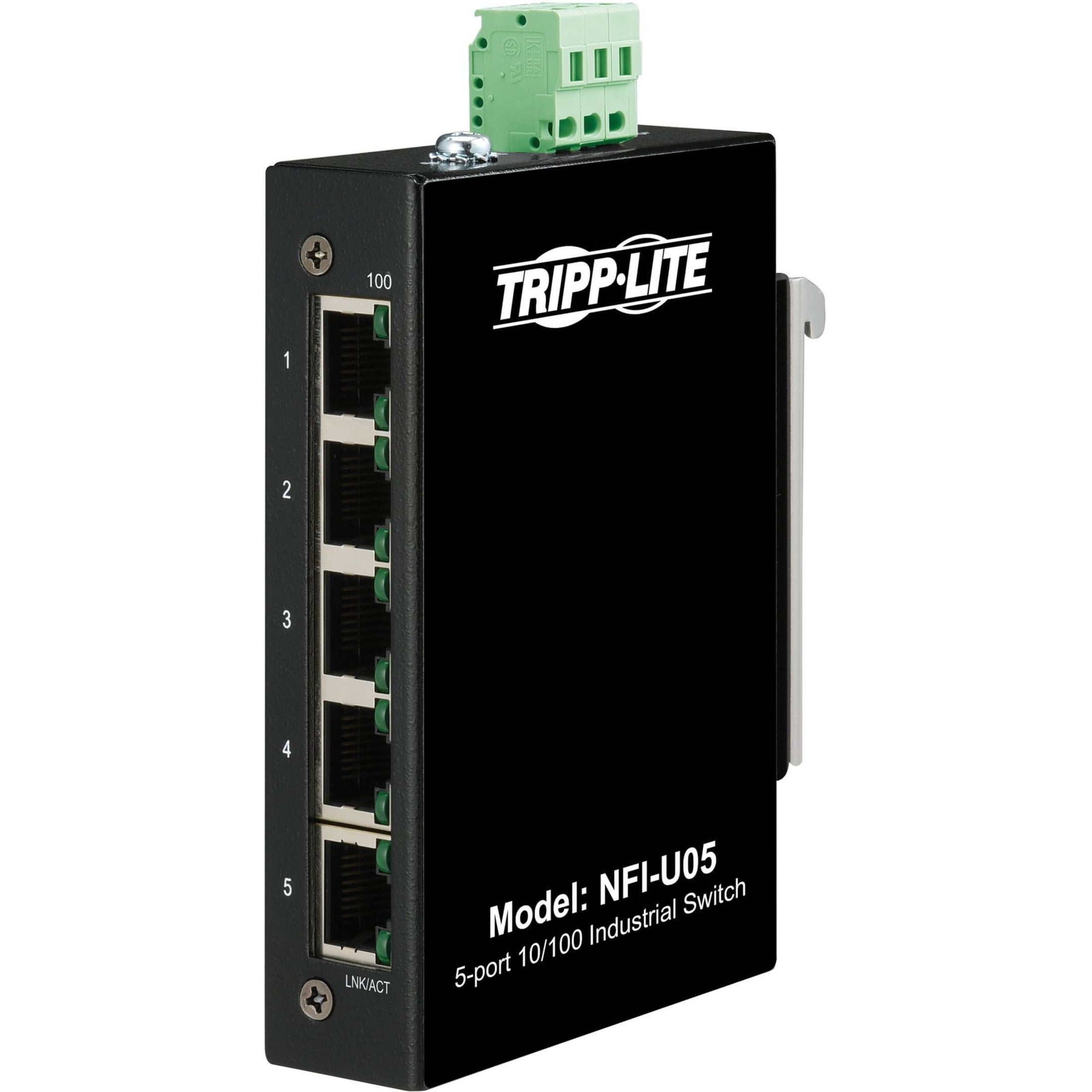 Tripp Lite NFI-U05 Ethernet Switch, Unmanaged 5-Port Industrial DIN Mount 10/100 Mbps