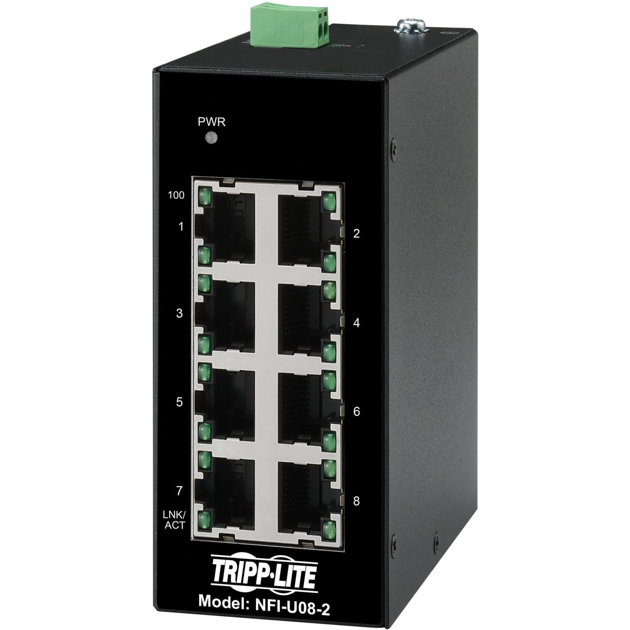 Tripp Lite NFI-U08-2 Ethernet Switch, Unmanaged 8-Port Industrial DIN Mount 10/100 Mbps