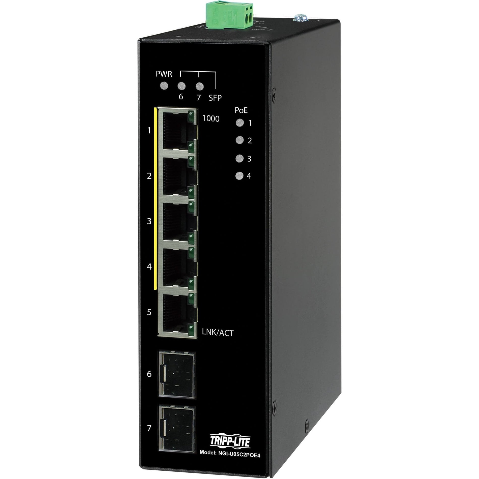 Tripp Lite NGI-U05C2POE4 Ethernet Switch, 5-Port PoE+ 30W, 2 SFP 10/100/1000 Mbps