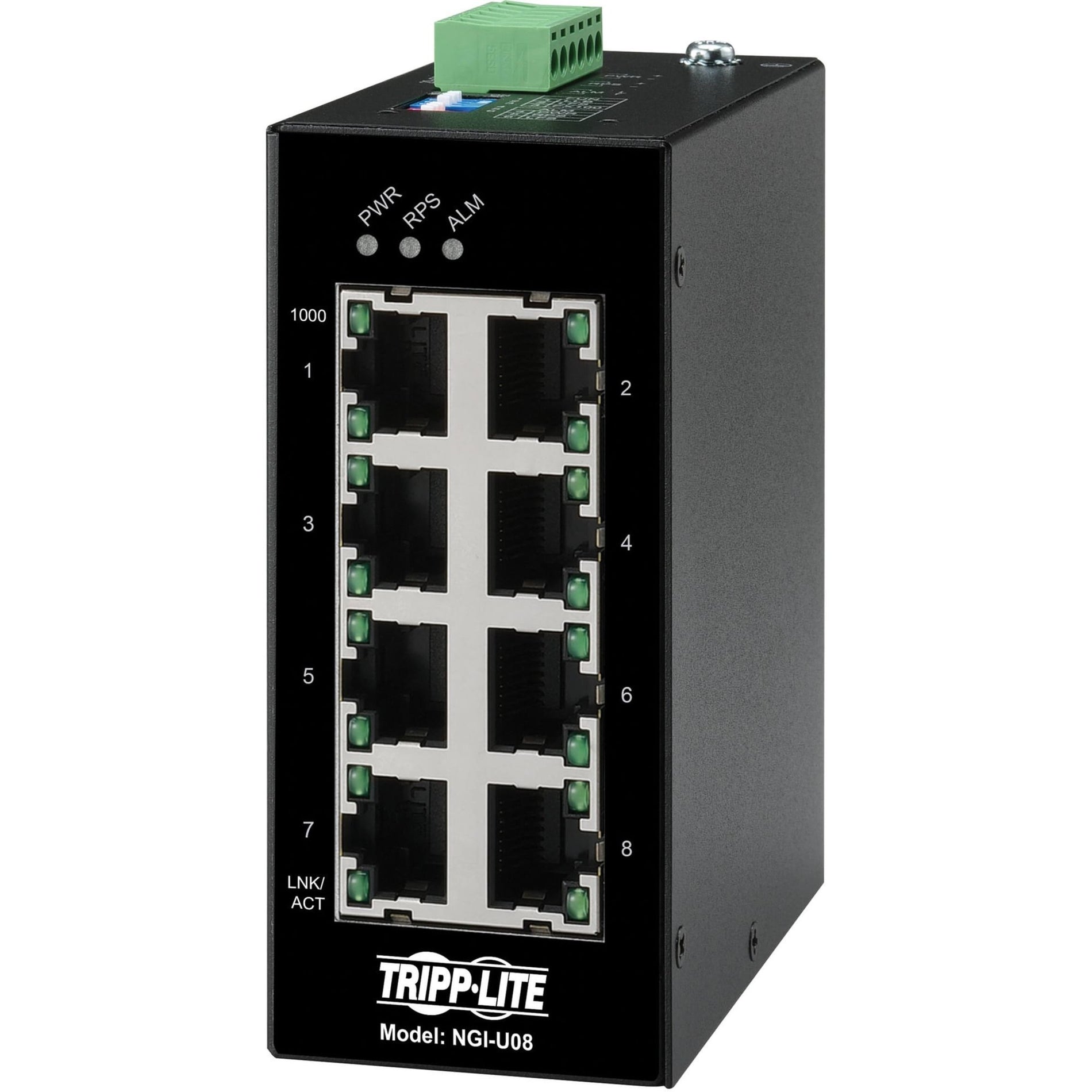Tripp Lite NGI-U08 Ethernet Switch, Unmanaged 8-Port Industrial 10/100/1000 Mbps DIN, TAA Compliant