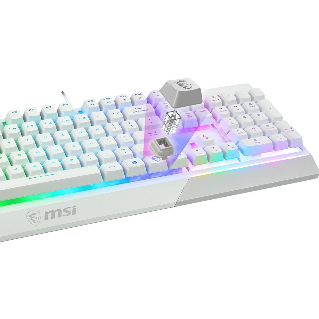MSI VIGORGK30CW Vigor GK30 White Gaming Keyboard, Backlit, Anti-ghosting, RGB Lighting, Water Resistant