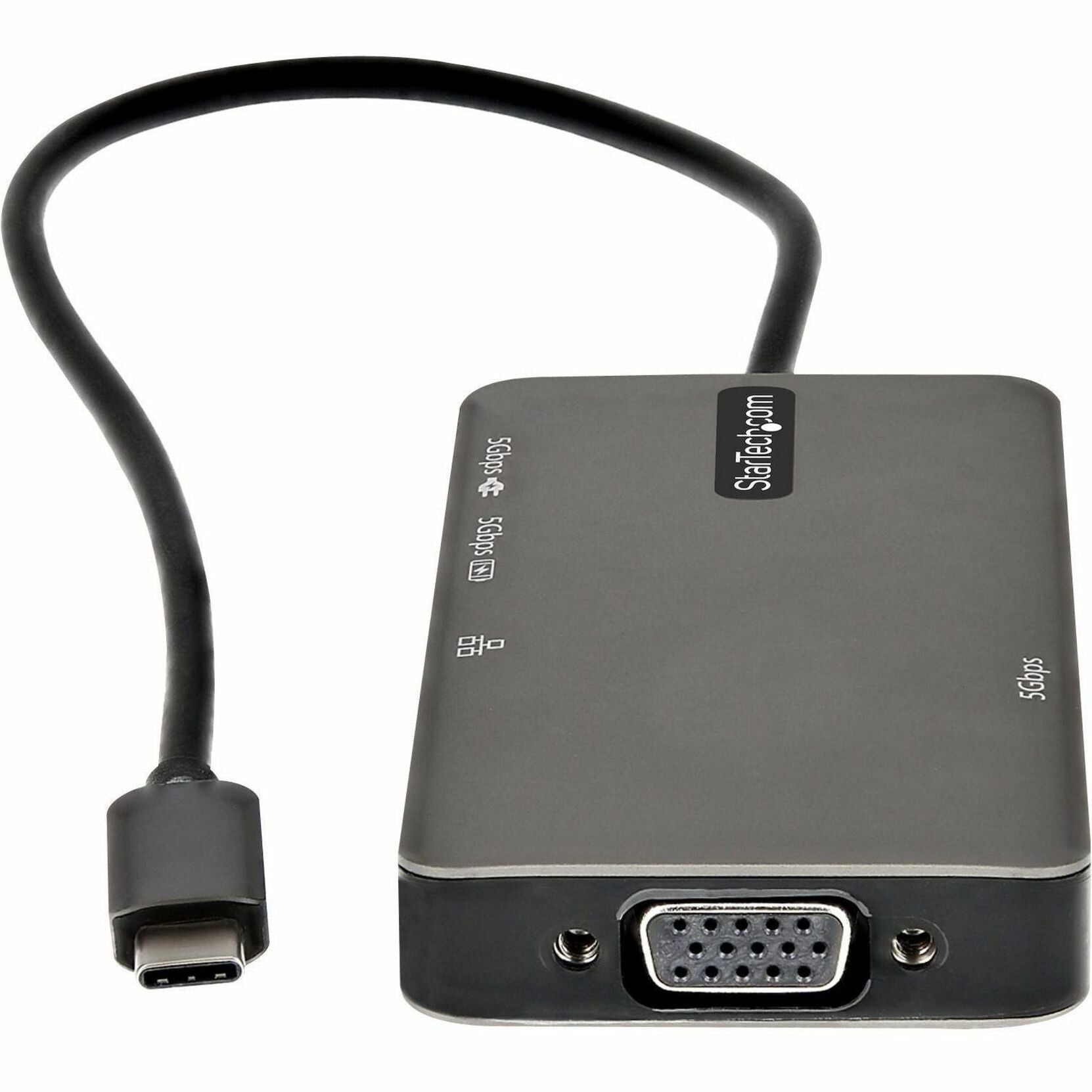 StarTech.com DKT30CHVPD2 USB-C Multiport Adapter, USB C to 4K HDMI or VGA, USB Type-C Mini Dock, 100W PD Passthrough, 3x USB 3.0, GbE