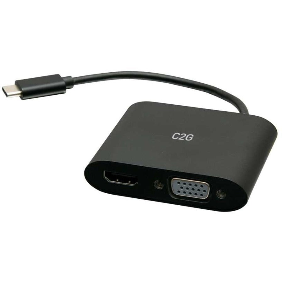 C2G C2G29830 USB C to HDMI & VGA Dual Monitor Adapter - 4K 30Hz, Black
