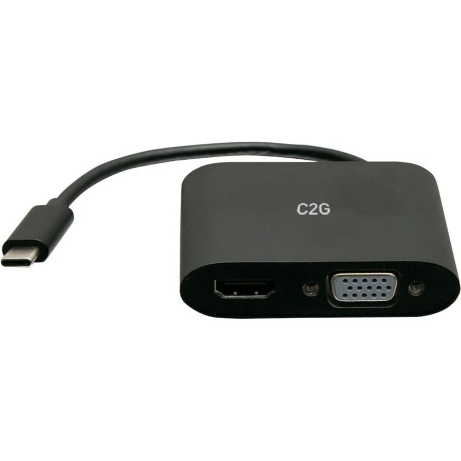 C2G C2G29830 USB C to HDMI & VGA Dual Monitor Adapter - 4K 30Hz, Black
