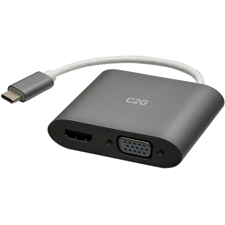 C2G C2G29831 USB C to HDMI & VGA Dual Monitor Adapter - 4K 30Hz, White
